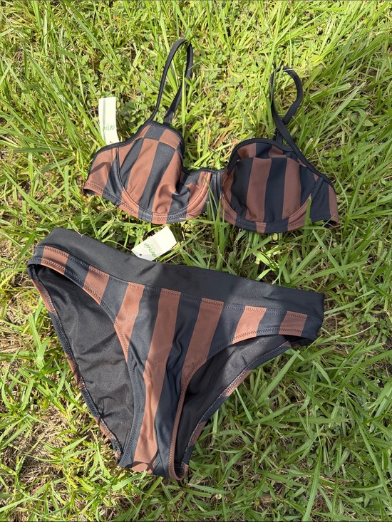 aerie Other - Aerie striped Black & Brown Underwire Bikini Set - Women Swim